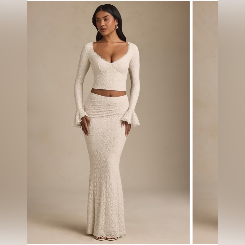 Oh Polly Cream Lace Maxi Skirt